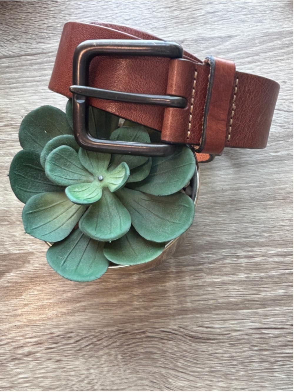 Vintage Y2K Gap 100% Leather Belt Tan Size 30 Unisex Bohemian Indie Hipster